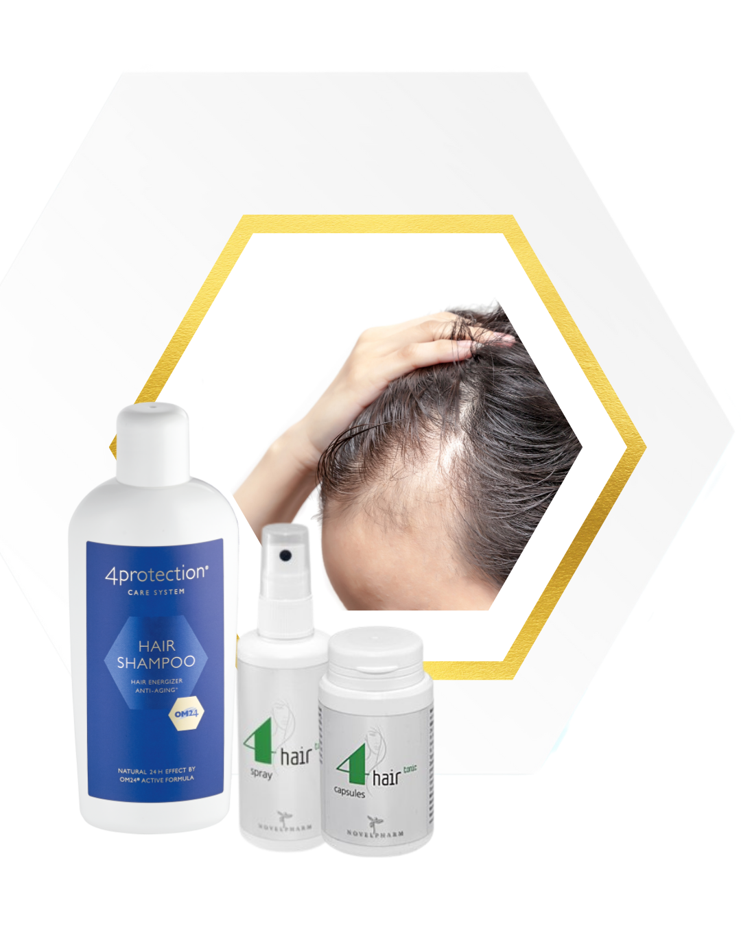 Omnimedica 4hair Set: Shampoo, Spray und Capsules