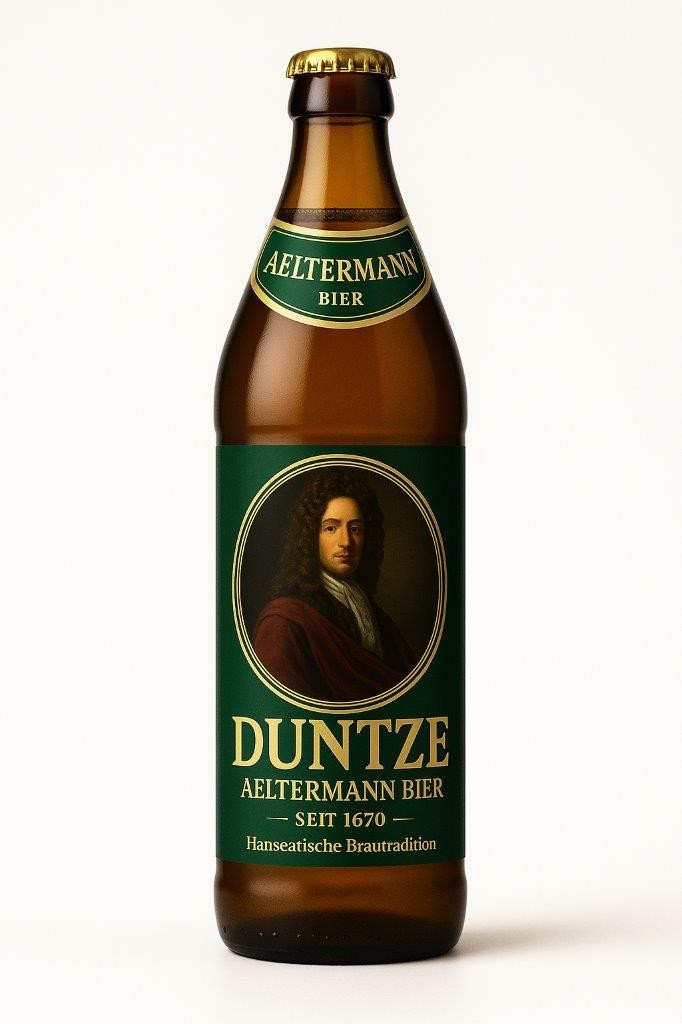 Flaschenentwurf der Biermarke Duntze für die geplante Sorte Aeltermann