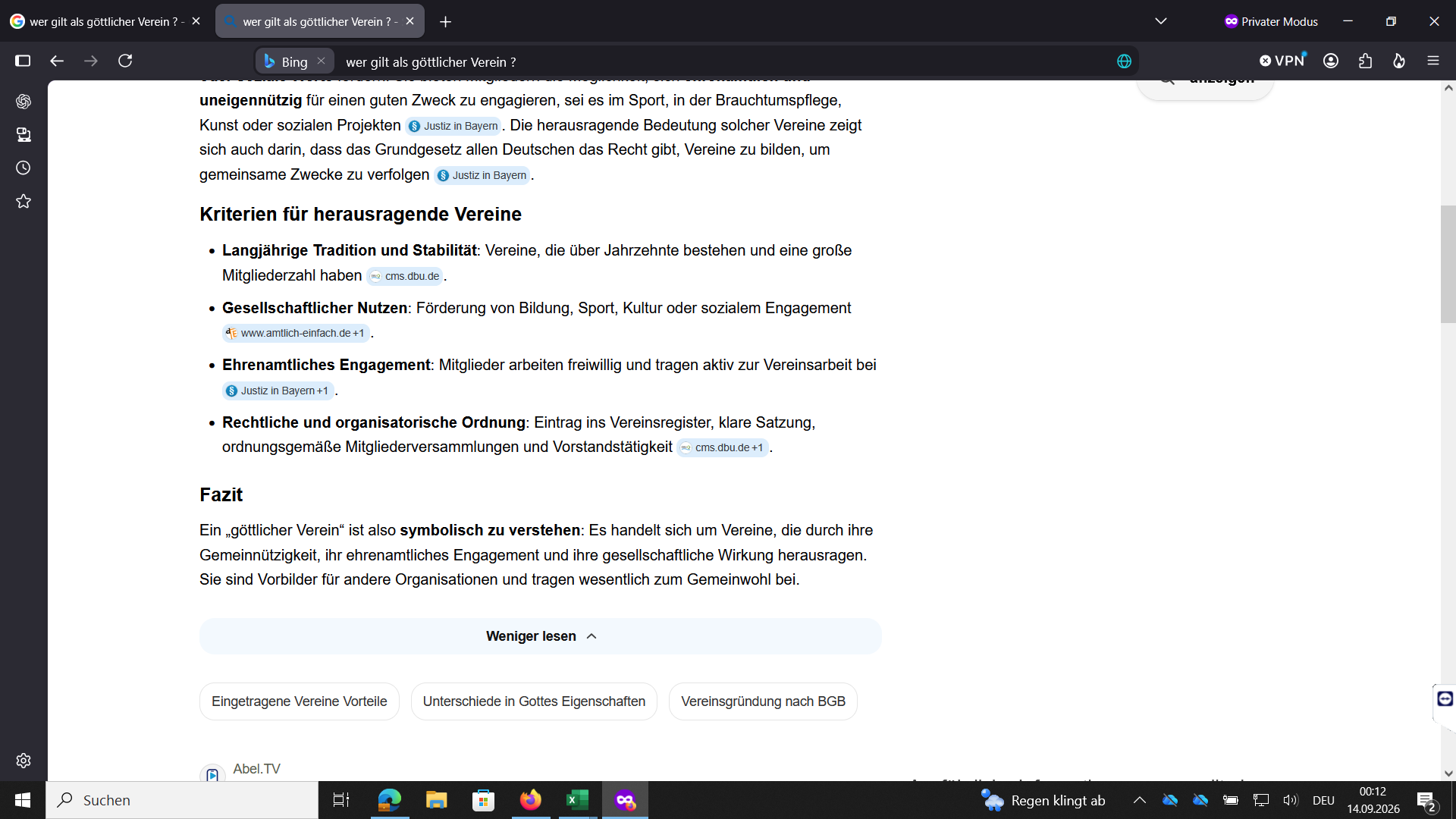 Fortsetzung der Bing-Antwort mit allgemeinen Kriterien und ohne konkreten Fußballverein.